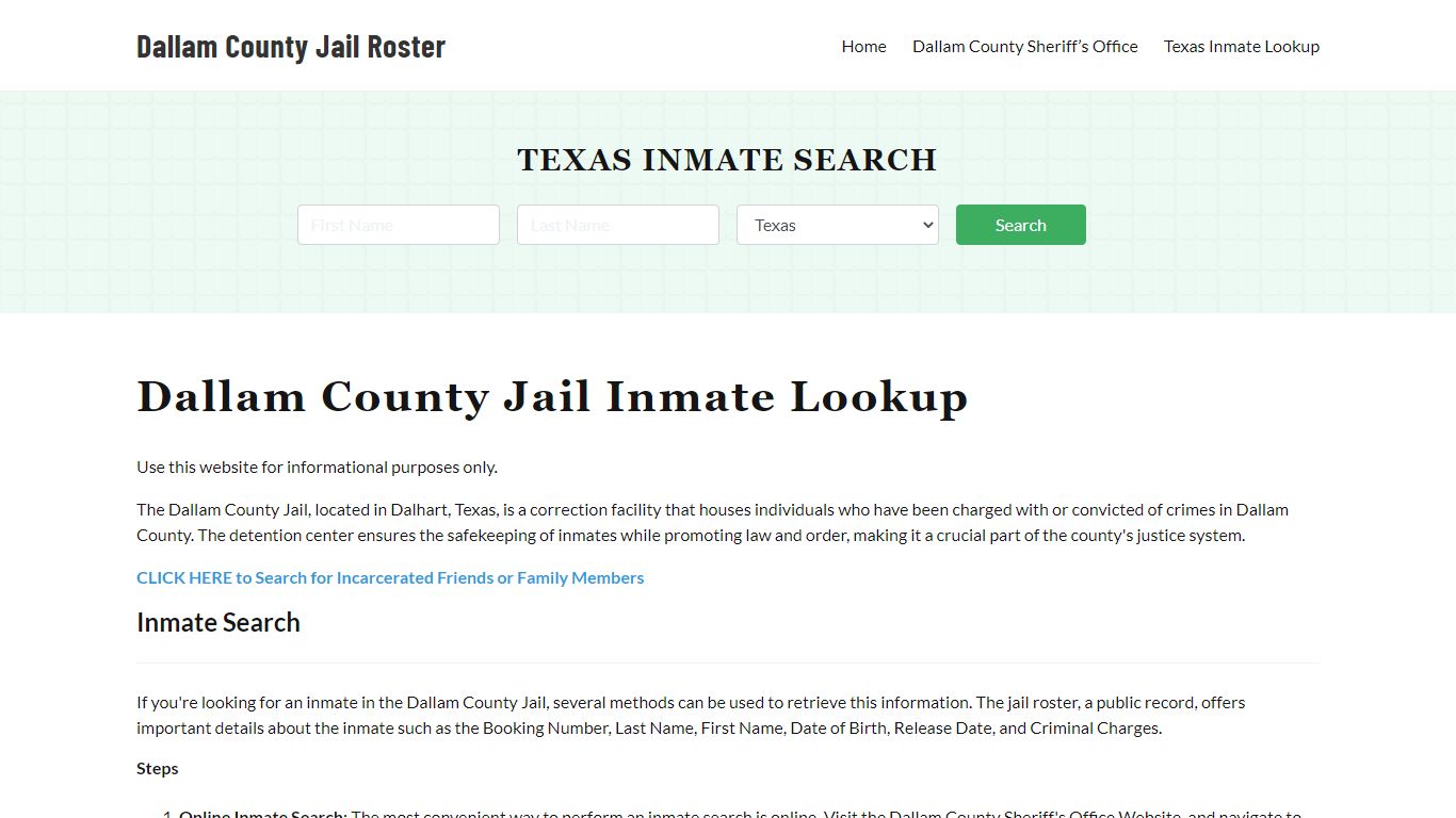 Dallam County Jail Roster Lookup, TX, Inmate Search